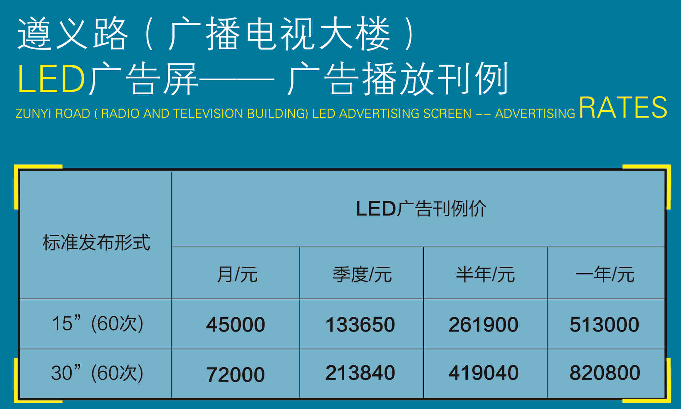 贵阳广电大楼LED广告大屏价格表